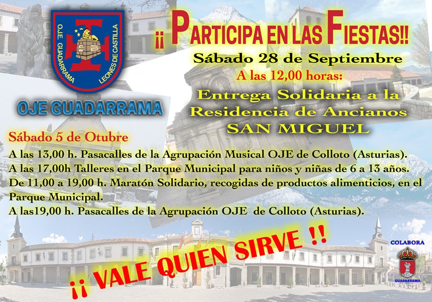 OJEGUADARRAMA's tweet photo. El sábado 5 octubre disfrutaremos del pasacalles de la banda musical de @OJEColloto, que vienen a desde Asturias a las fiestas de Guadarrama. Por la tarde montaremos talleres de aire libre en el parque municipal ¡Anímate! @Ayto_Guadarrama @OJE_oficial https://t.co/PLUXA9cNMI