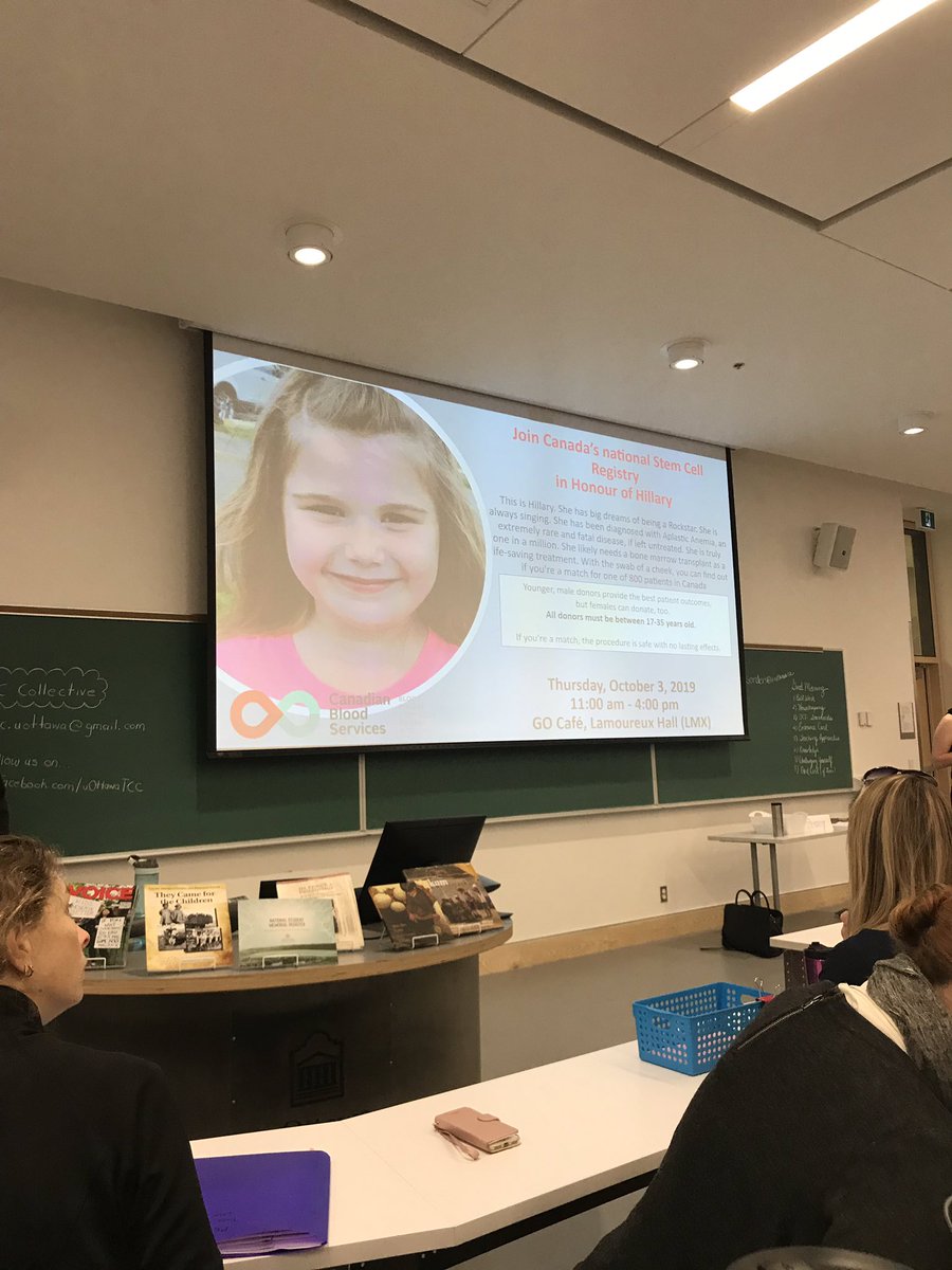 Ms_Caminiti's tweet photo. Calling all @uOttawa students 🗣 come #GetSwabbed on Thursday, October 3 from 11am to 4pm at the LMX cafe to find a match for @StartWithHills and the other 800 Canadian patients waiting for a bone marrow transplant #StartWithHillary @uOttawaEdu https://t.co/FhePH8ZDd8
