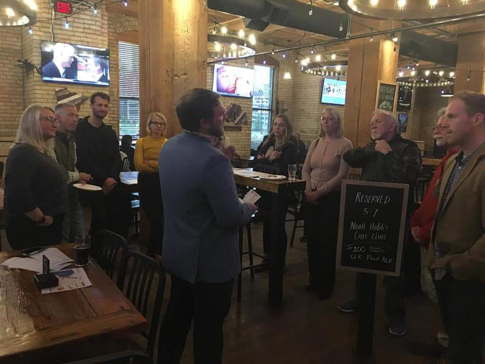 Hobbs_Duluth's tweet photo. We celebrated last night the #100CupsofCoffee project. It was a lot of fun to be in a room with the folks I have gotten to know over the last year and over coffee. I can't recommend this project enough. Glad to see @tylorelm and @SpeechcoachJill doing similar initiatives! https://t.co/CsMQoMlVbv