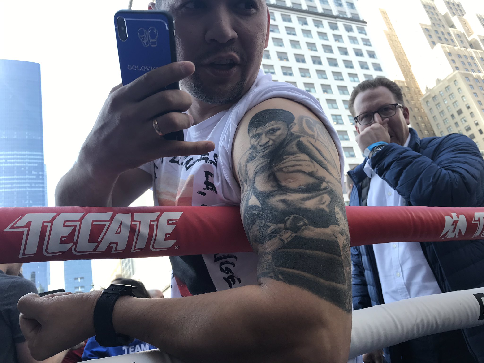 “Another angle of the Golovkin vs. Canelo Alvarez tattoo” .