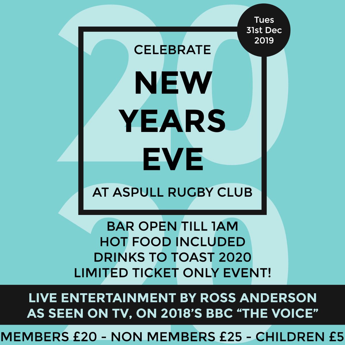 Aspullrfc's tweet image. NEW YEARS EVE 2019/20 🎉 

What an event we have in store for you to celebrate the turn of the new decade...

Please contact Emma Gavin for tickets on 07891 820742 
Tickets can be purchased either via bank transfer or cash payment.

#uptheemus #aspullrfc #aspull #nyeparty