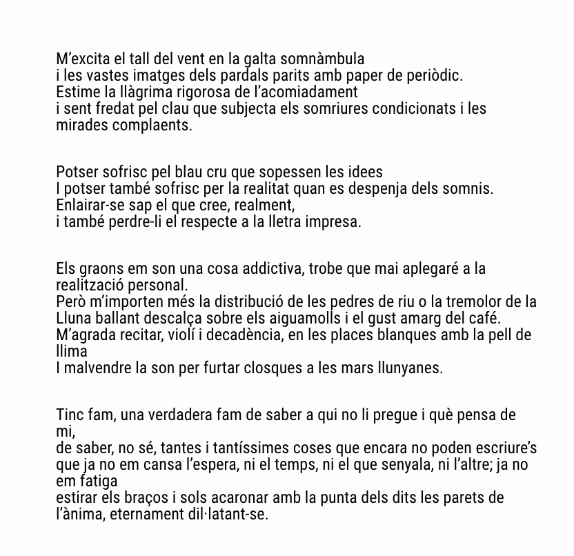 PoetrySpamRev_'s tweet photo. #Patral és un poeta anònim que va deixar d'escriure fa uns anys i del qual vam recuperar uns pocs poemes. El #poemaquepagalapena parla d'aquell que viu poèticament, i assenyala això impronunciable.

#PrimerSpam  #PoeteSpam

https://t.co/AuG2Z6xrzh https://t.co/7ShYQA7sgt