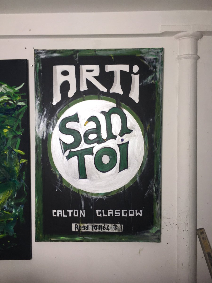 misterglasgow's tweet photo. @226Gallowgate My choice for my first big canvas ..... is my interpretation:) of a packet of cigarettes ‘ SAN TOY’ .. a titled adopted by the San Toi / of Calton gang notoriety https://t.co/mhIIExUqCU