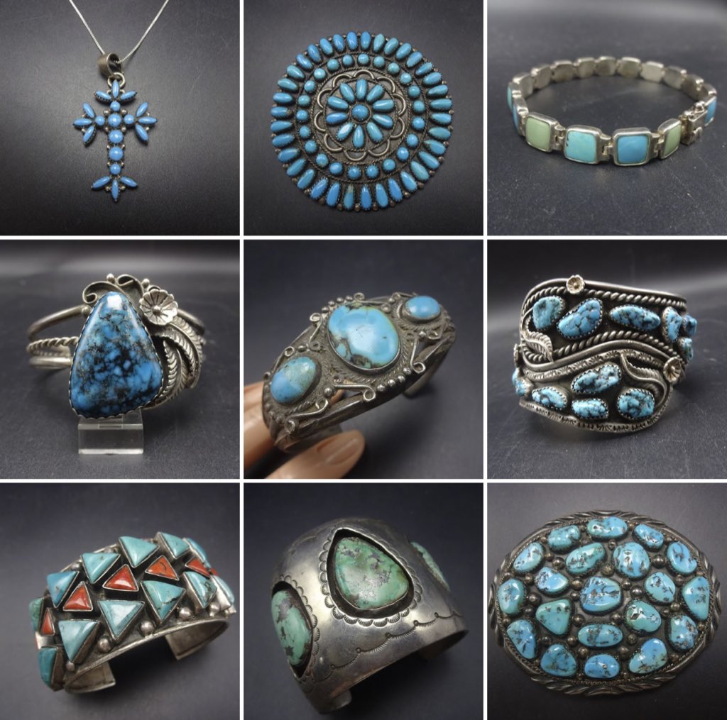 You know what day it is!! #TurquoiseTuesday never looked better 😍 look at these amazing pieces! Wow! #turquoisekachina #tuesday #turquoise #bracelets #pendant #sterlingsilver #silver