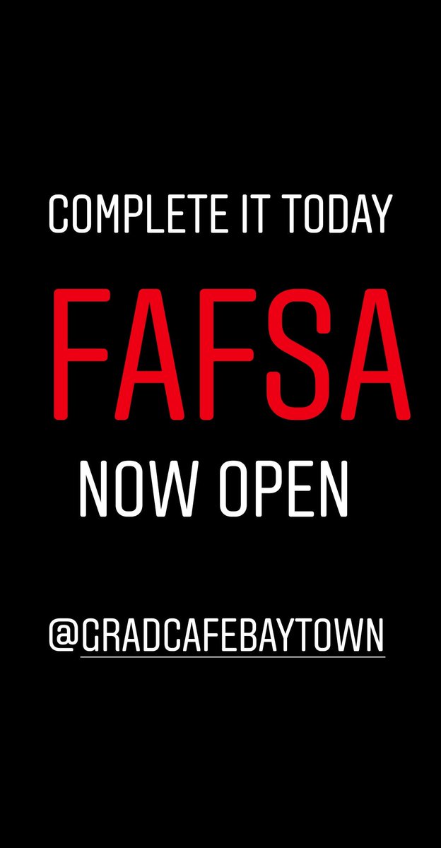 GRADcafe1's tweet photo. Need help with FAFSA or TASFA. Call or visit us @GRADcafeBaytown 281-425-6804 #FAFSA #tasfa #freemoney #grants #college #financialaid #collegebound #October1st #financialservices https://t.co/IN5CIyzPJg