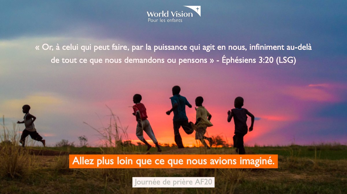 WVHaiti's tweet photo. Notre verset-thème pour la Journée de prière d’AF20 est un appel à croire et à dépendre de Dieu qui seul « peut faire (…) infiniment au-delà de tout ce que nous demandons ou pensons ». #journeedepriereAF20 #dop20 https://t.co/T897H6THfm