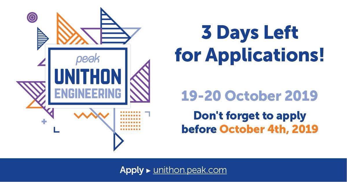 Unithon Engineering’e başvurunu henüz yapmadıysan sadece 3 gün kaldığını hatırlatmak isteriz. Hemen unithon.peak.com adresine başvurunu bekliyoruz.