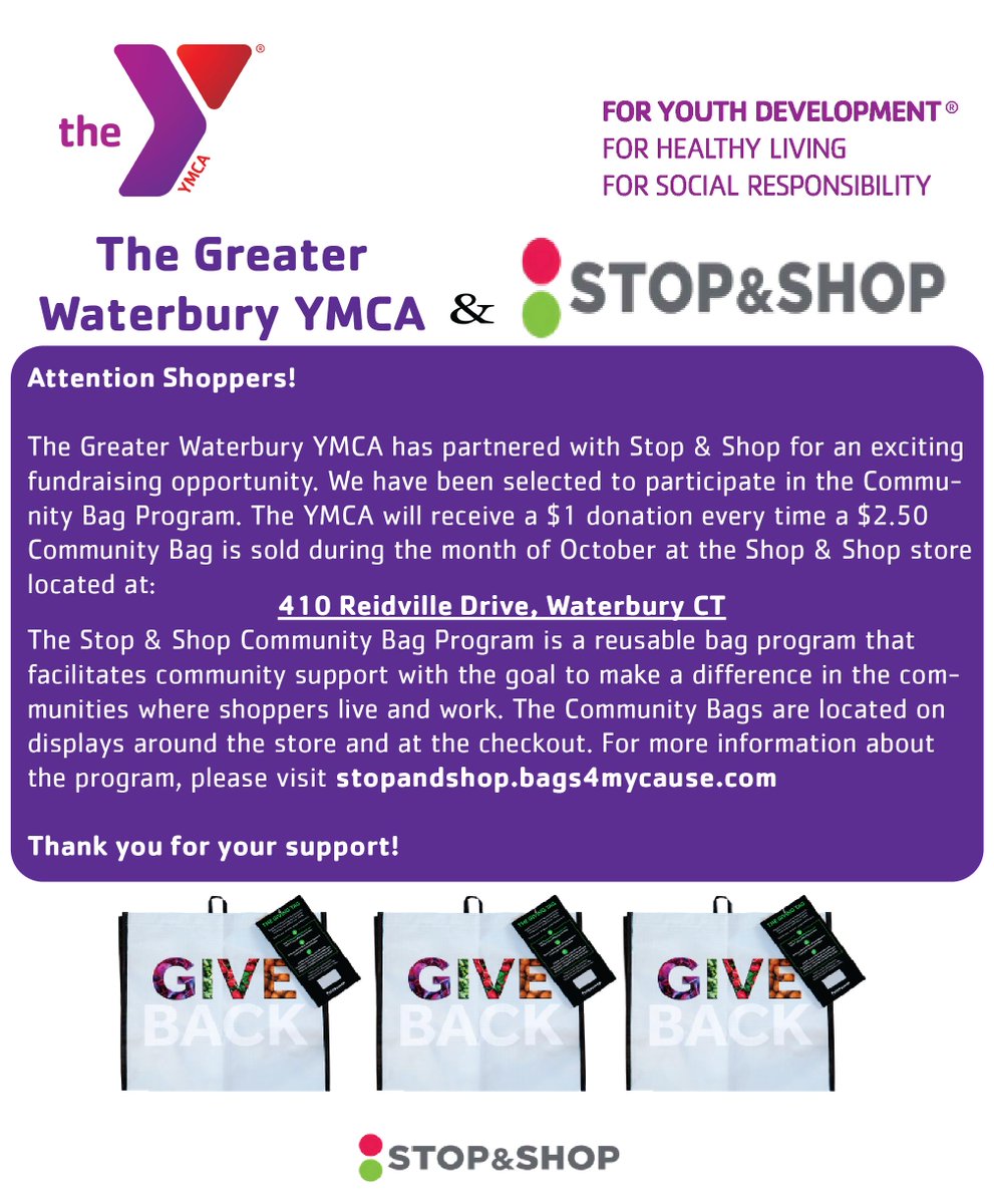Greater Waterbury Ymca Did You Miss Out On The Community Bag Program Last Time Good News We Re Going To Be Partnering With Stop Shop Again For The Month Of