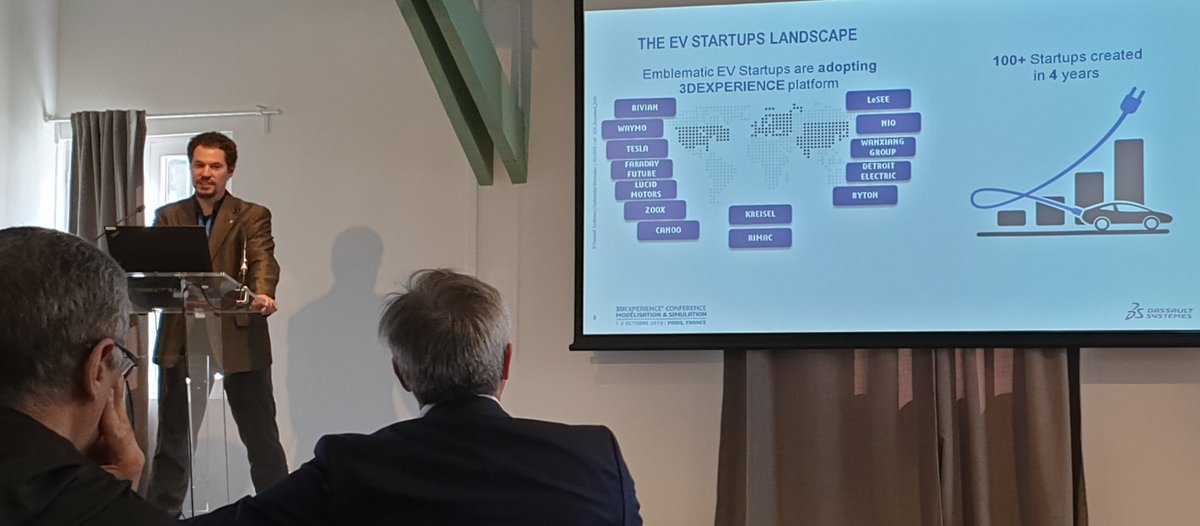 AnneFreund's tweet image. #ModSim19: Plus de 100 start-up créées en 4 ans pour réaliser des véhicules électriques... dont de prestigieuses adoptent @3DSCATIA et la #3dexperience pour des simulations multi-disciplines.