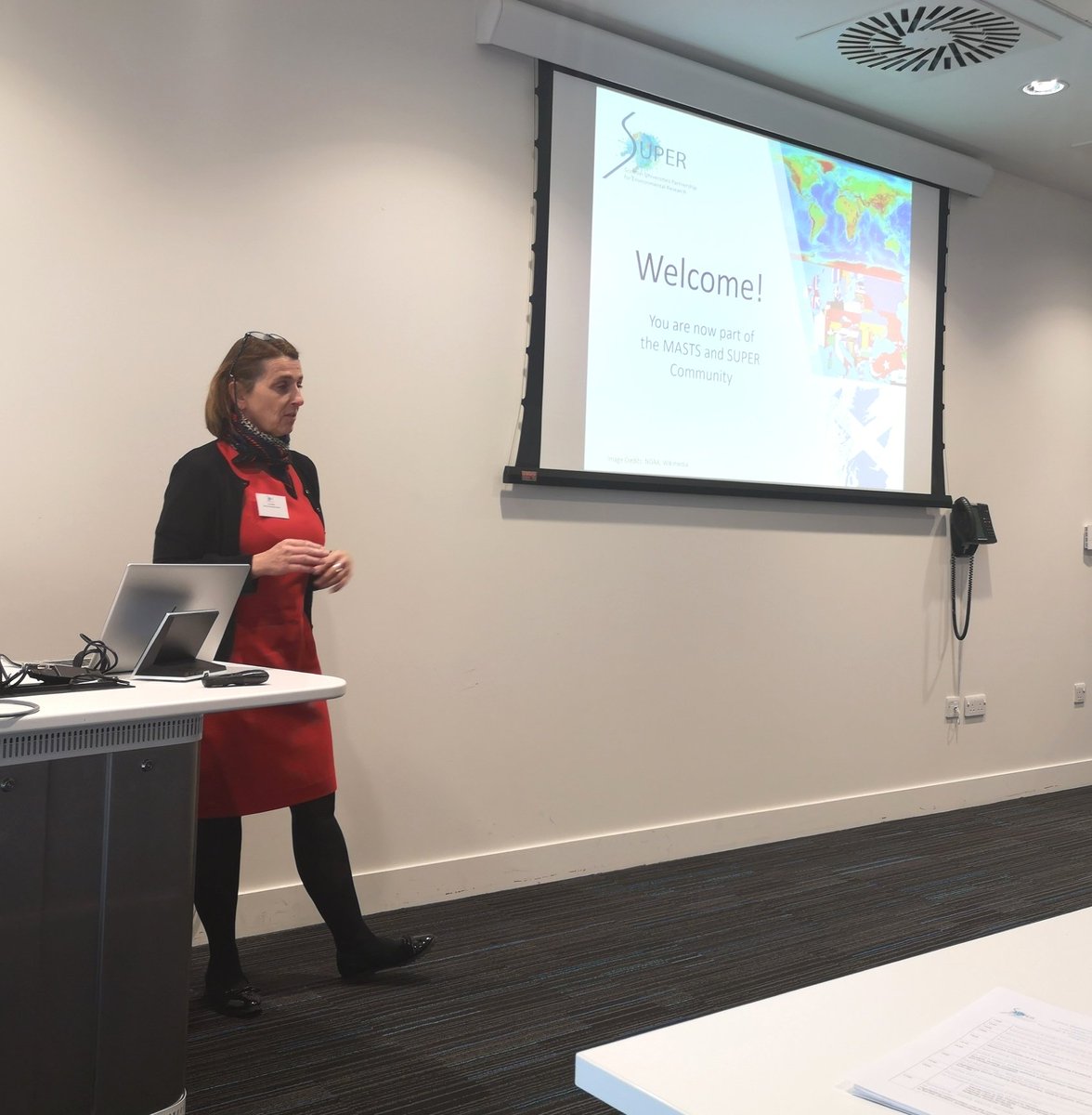 Listening to the Dean of the Graduate School, Dr Lois Calder, talk about the PhD journey to our new @SUPERDTP1 students at our induction event #MASTSASM19 #SUPERDTP #phdlife