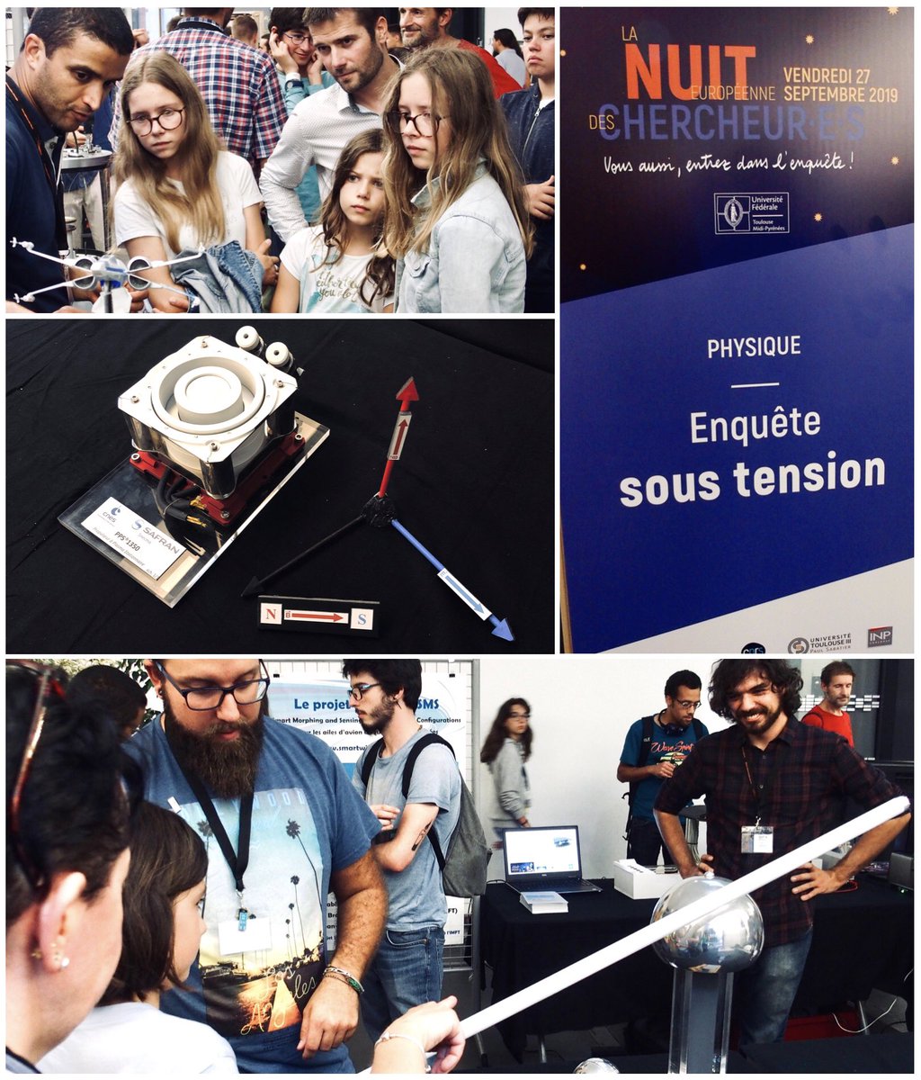 Beaucoup de sourires et plein de rencontres pendant cette <a href="/NuitChercheurs/">Nuit Européenne des Chercheurs</a> 2019 ! C’était un plaisir de vous faire découvrir et comprendre le coeur de nos recherches autour de cette enquête au <a href="/QuaiDesSavoirs/">Quai Des Savoirs</a> :3 
<a href="/LAPLACE_France/">LAPLACE Toulouse</a> <a href="/Univ_Toulouse/">Université de Toulouse</a> <a href="/CNES/">CNES</a>