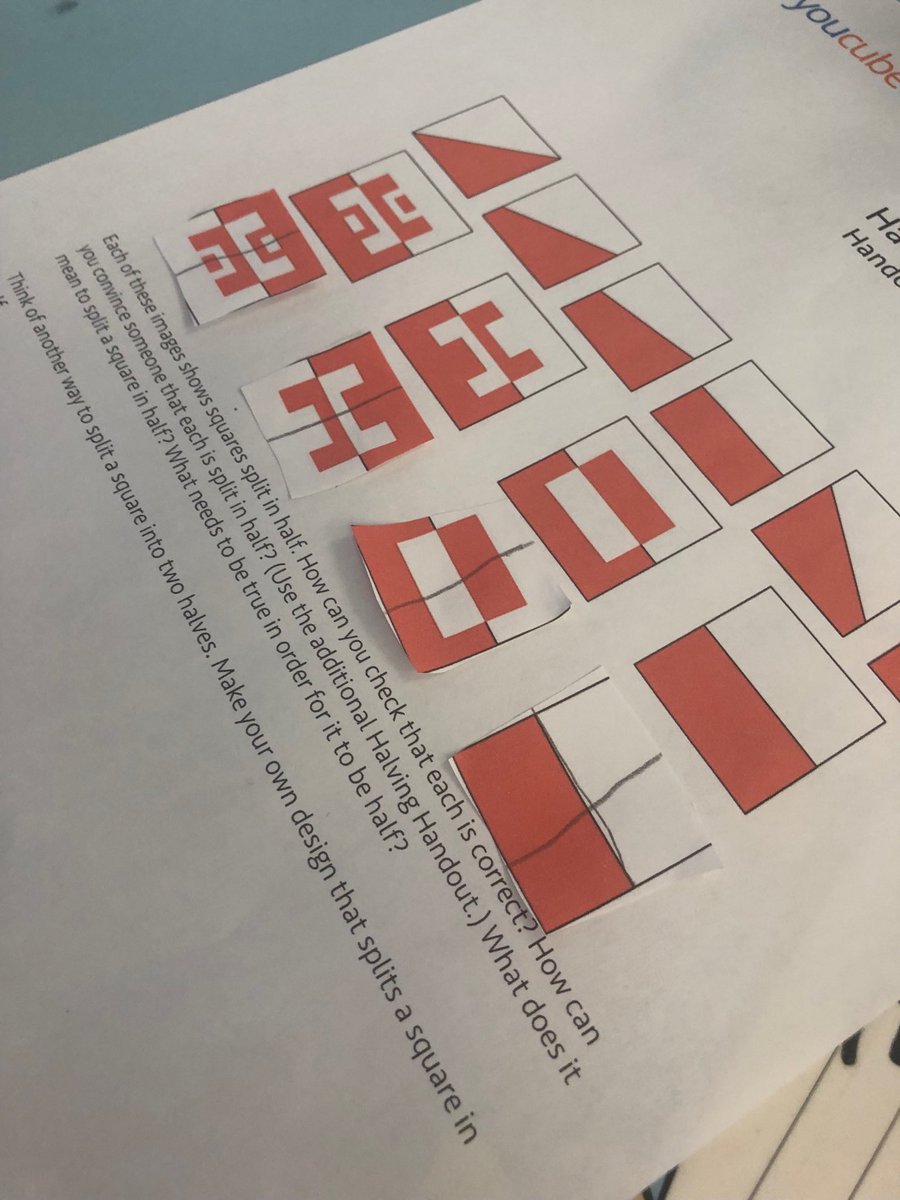 csnider04's tweet photo. @JGSimcoeGr3_4B kicked off problem solving today with a positive mindset message from @joboaler and students persevered to prove how these shapes show half #wecanalllearnmath #mistakesgrowyourbrain #weekofinspirationalmath #mathfight @JGSimcoe_LDSB https://t.co/ELmhWOS64v