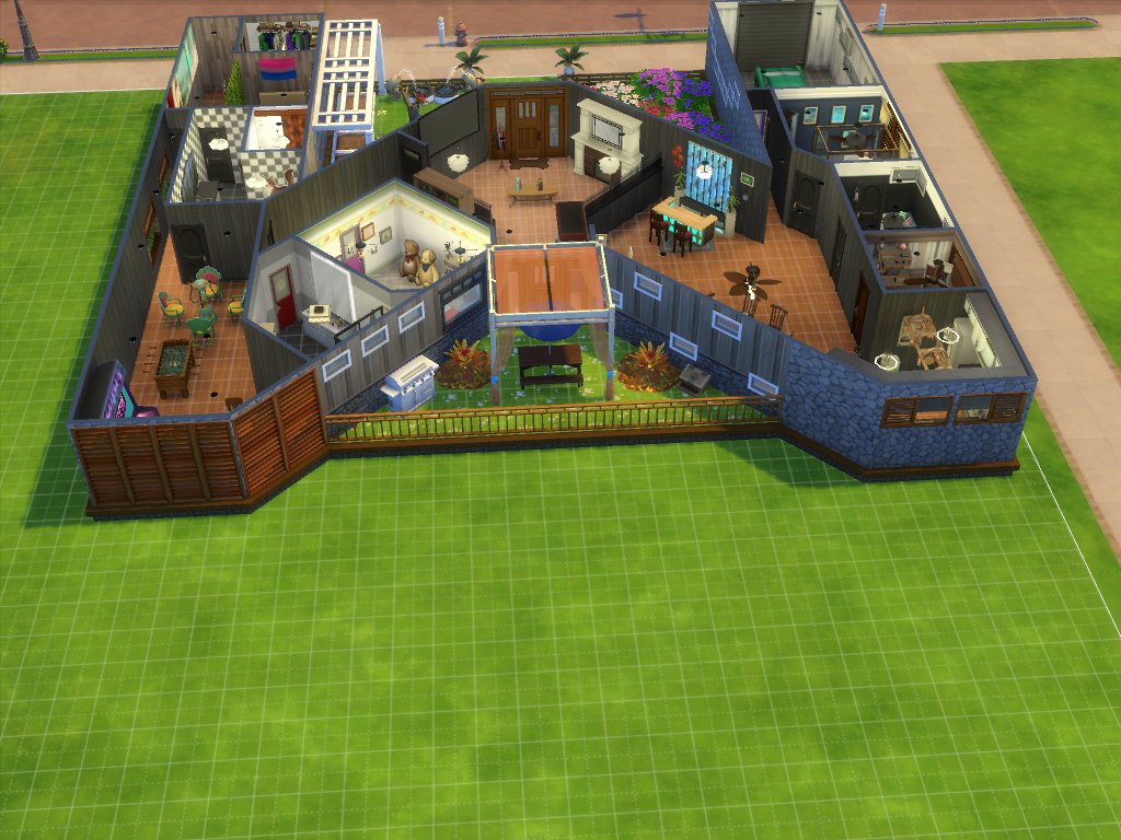 roxy_attard's tweet photo. Some some simmer making the alphabet houses so I gave it a go. #sims #sims4 #build #simsbuilds #alphabetbuild #Mbuild #gaming https://t.co/YCwCfb2uJx