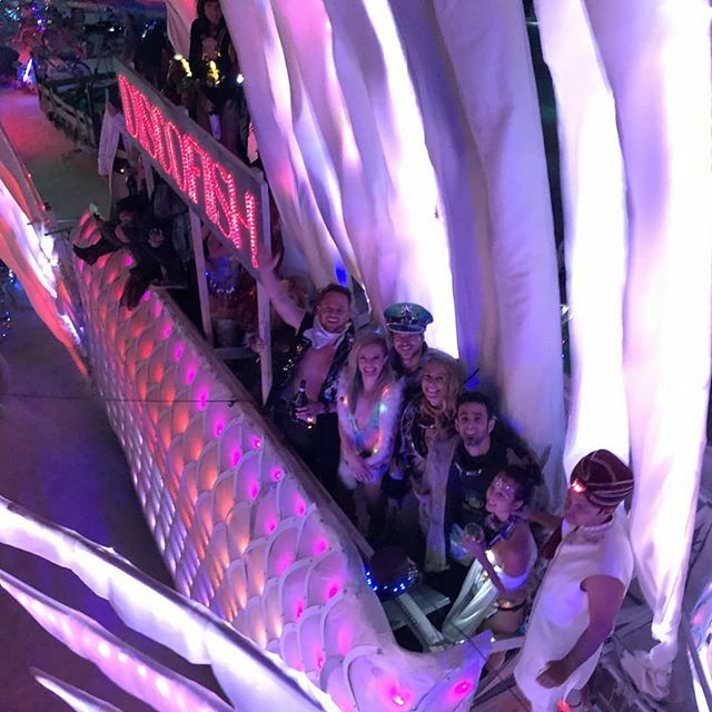 gotechnogecko's tweet photo. #BurnNight on the #technogecko π¦ with our crew watching from the #discofish tail π #burningman #mutantvehicle #artcar https://t.co/vTK8kfm0BC