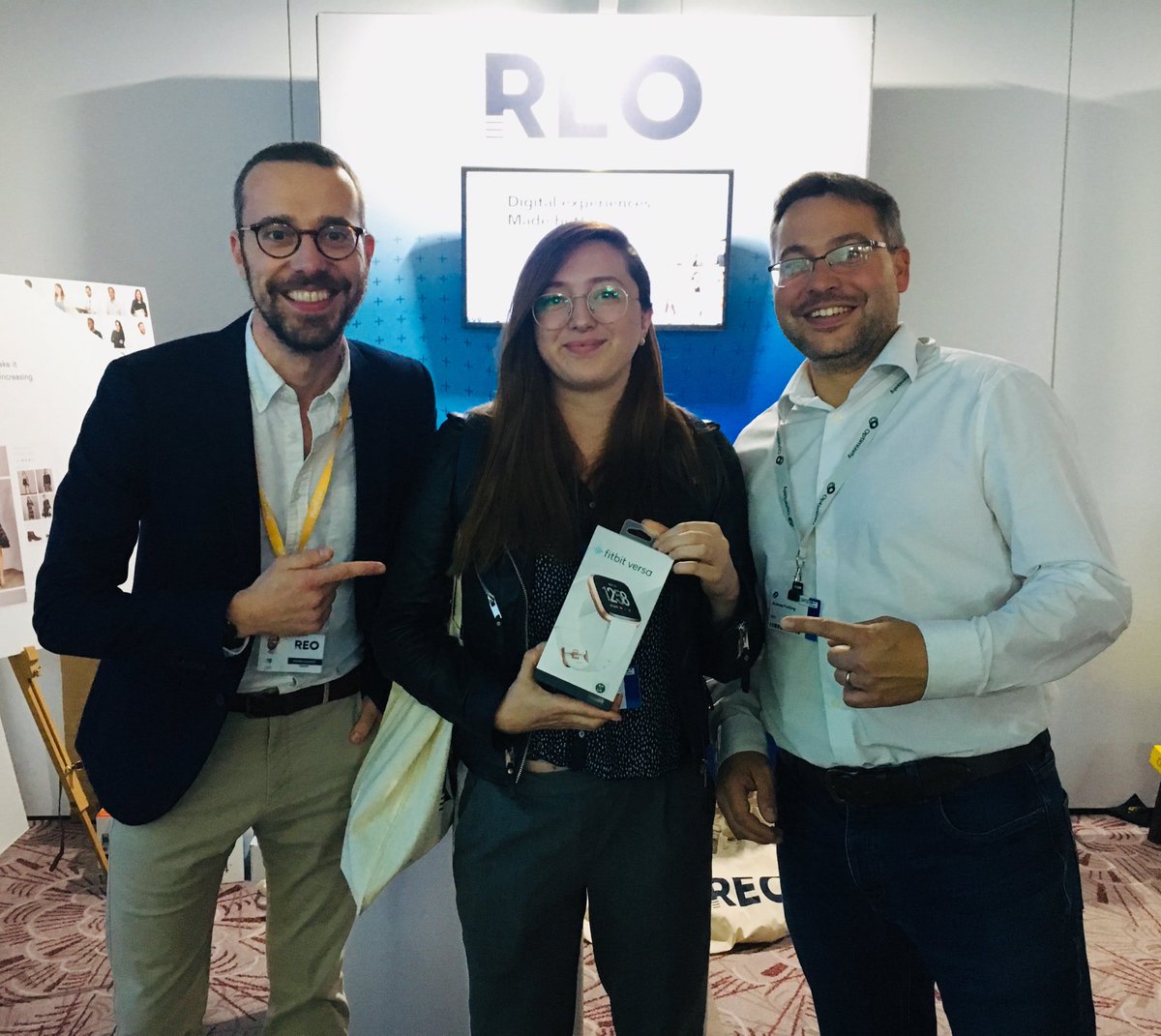 REOdigital's tweet photo. ...and the fitbit goes to Daniella from @Arm 🥇💥 #Opticon19 #OpticonEurope ⁦@Optimizely⁩ https://t.co/8Pt8kW8bIg