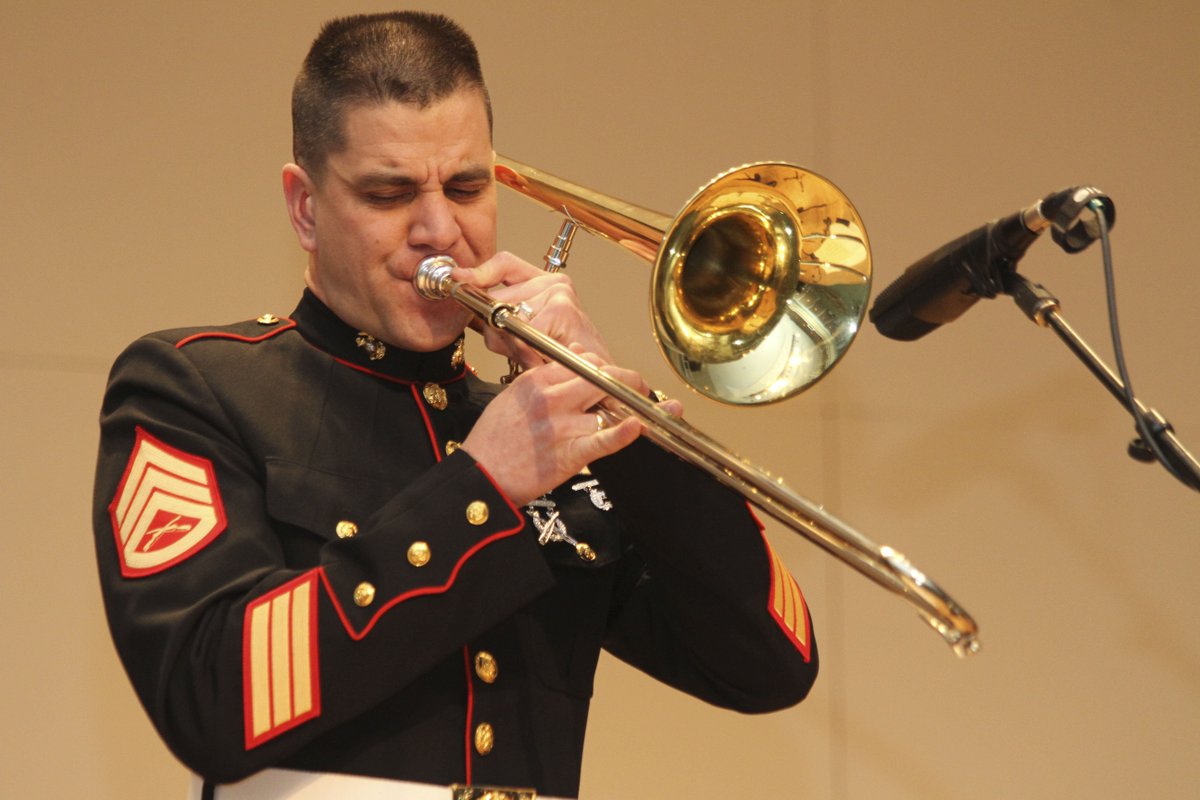 12thMCD's tweet photo. Showmanship, discipline, and precision are the hallmarks of the elite few Marines who enlist in the Musician Enlistment Option Program. Learn more about opportunities to serve your Nation as a Marine musician. https://t.co/QVHWZx1oe1
#MEOP #12MCD #USMC https://t.co/Z3lO7OLgys