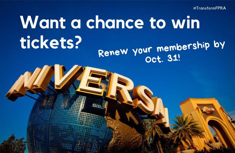 ‼️ The first 500 people to renew their membership by 10/31 will be entered into a chance drawing to win two 1 day/2 park tickets to Universal Studios Florida &amp; Universal's Islands of Adventure AND 2 Universal Express Passes! Rules and Regulations apply. #TransformFPRA
