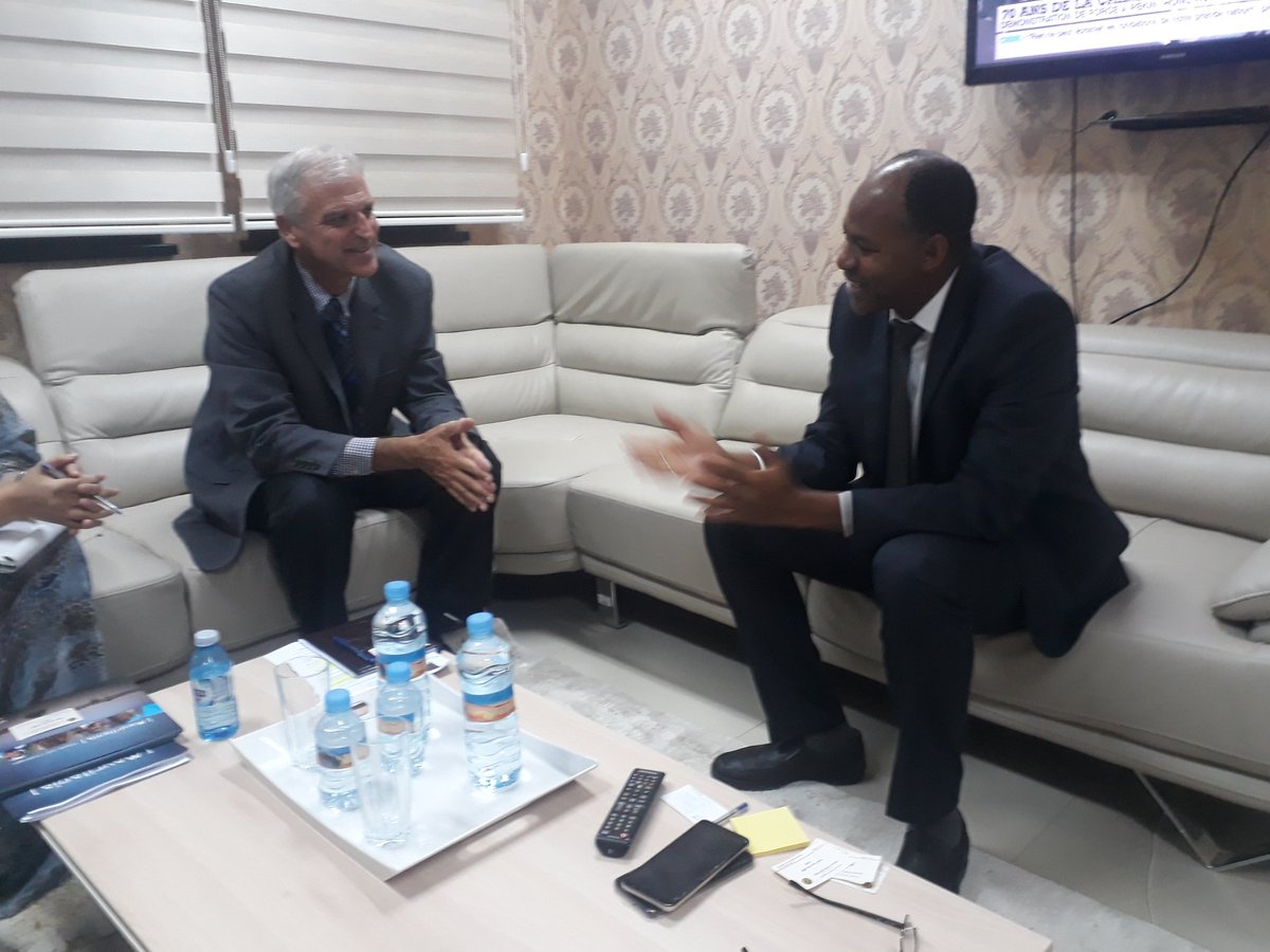 Le Ministre de l'Emploi de la Jeunesse et des Sports M.Taleb Ould Sid'Ahmed reçoit en audience le Représentant Résident de l'UNICEF Monsieur Hervé Perlès.
