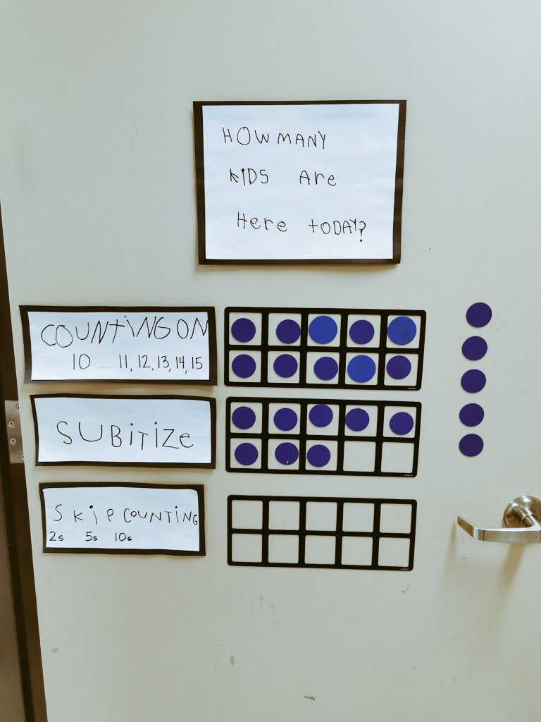 Part of our daily routine is a mini-number talk that provides an authentic opportunity for students to work on counting strategies. Providing students with the language of math helps them communicate their thinking and builds confidence in number sense <a href="/PeelSchools/">Peel District School Board</a>.