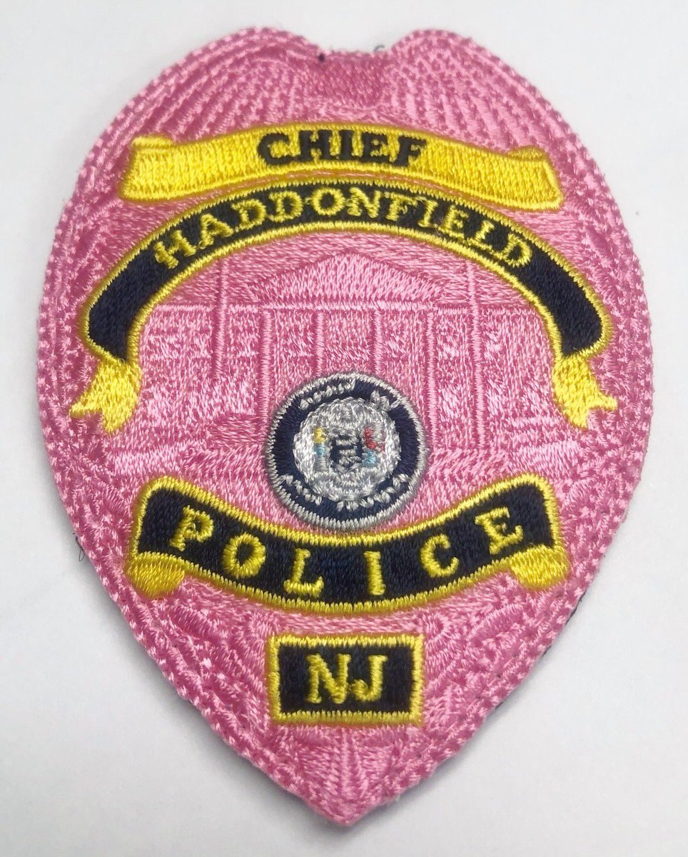 In support of Breast Cancer Awareness month, Haddonfield Police officers are proudly wearing customized badges.