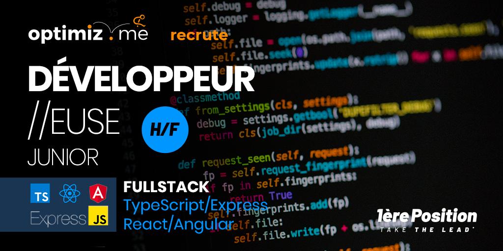 Nous recrutons notre futur Développeur Fullstack Junior ! 
TYPESCRIPT/EXPRESS REACT/ANGULAR (H/F) 
Rejoignez nos équipes ➡️ 1ere-position.fr/recrutement/de…