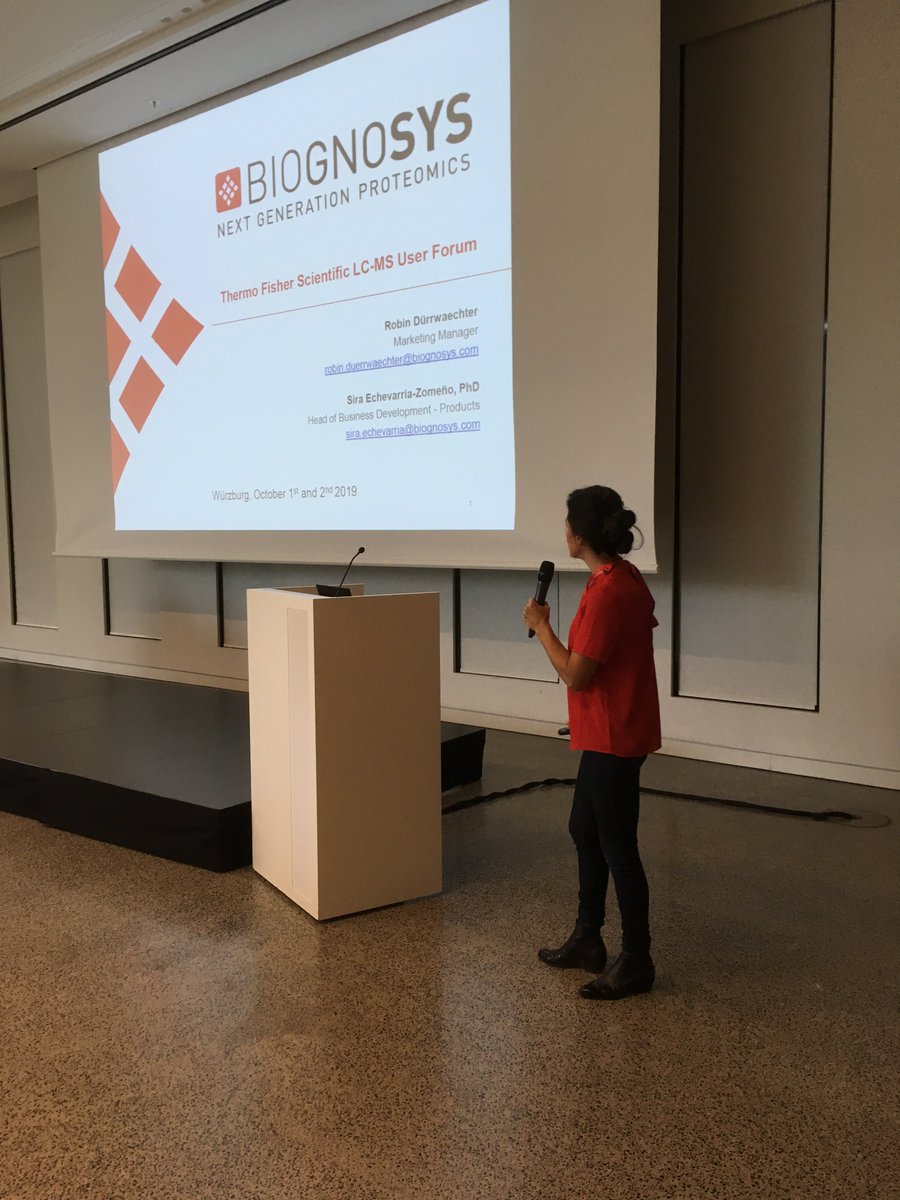 biognosys's tweet photo. Earlier, @Sira_EZ introduced #Biognosys and our products at the @thermofisher #lcms #userdays in Würzburg. Stop by our booth to learn more and to receive a free demo of #Spectronaut, #SpectroDive, #SpectroMine or #QuiC - our #proteomics #software solutions. https://t.co/jedEGheJc1