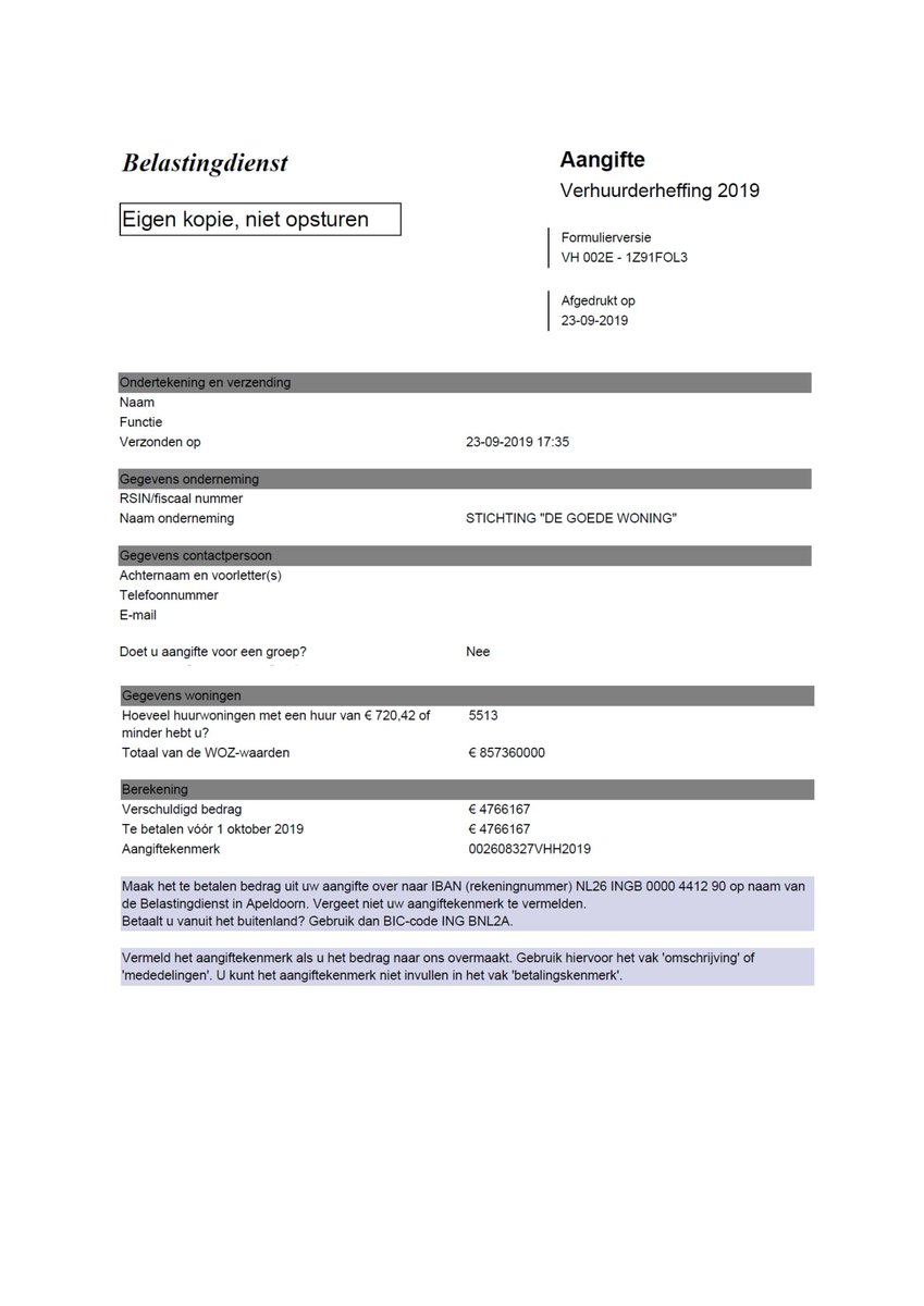 Beste <a href="/WBHoekstra/">Wopke Hoekstra</a> en @KasjaOllongren, hier hebben jullie ruim 4,7 miljoen euro van onze huurders voor de staatskas. Dit geld hadden we kunnen gebruiken om te investeren in 150 nieuwe energieneutrale woningen. #wooncrisis #ikwileenhuis #degoedewoning