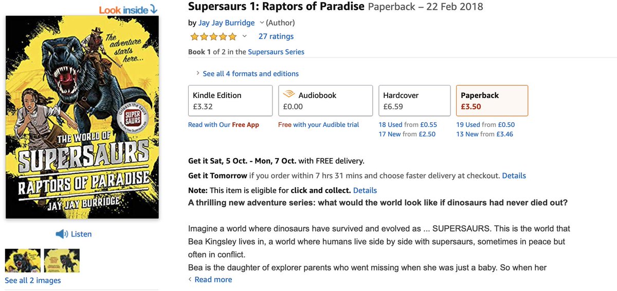 RAPTORS OF PARADISE is just £3.50 in paperback on <a href="/AmazonUK/">Amazon.co.uk</a> QUICK....there are only 2 copies left at this price. I mean I know I'm biased but I'd be pretty happy to get a copy for a birthday or christmas present amazon.co.uk/Supersaurs-Rap…