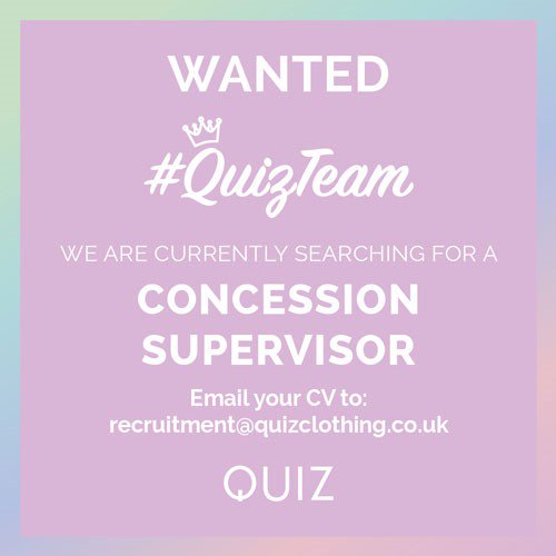 The #QUIZTEAM in our @Debenhams concession in Kings Lynn are looking for a Supervisor to join them @KingsLynnLive @JCPInNorfolk #kingslynn #RetailJobs #FashionJobs #quizclothing