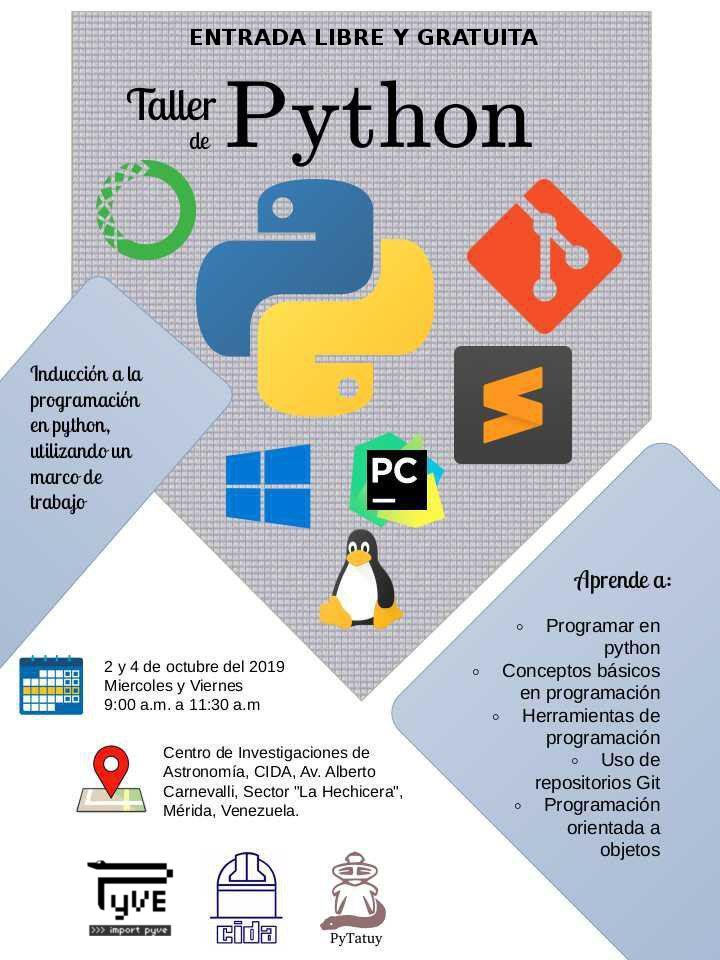 PythonVE's tweet photo. #PyVe La comunidad #Python #Venezuela 🇻🇪 sigue activa con formaciones con talleres en programación, gracias el apoyo de la comunidad #PyTatuy y Fundación @SocializaCIDA en #Mérida esta semana hay el 1er taller de muchos #GRATUITO y #LIBRE! @ThePSF @PythonArgentina @colombiapython https://t.co/Z3VYgaElar