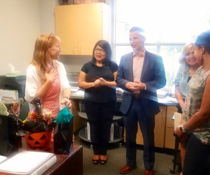 KellerISD's tweet photo. Congratulations to our Heart at Work Employee of the Month for October 2019 Stephanie Feuerbacher, Campus Secretary at @WSESWildcats! Check out a video of her being surprised with the announcement today: https://t.co/xmjvKTPY5X. #CelebrateKISD https://t.co/aOMpB7S1bq