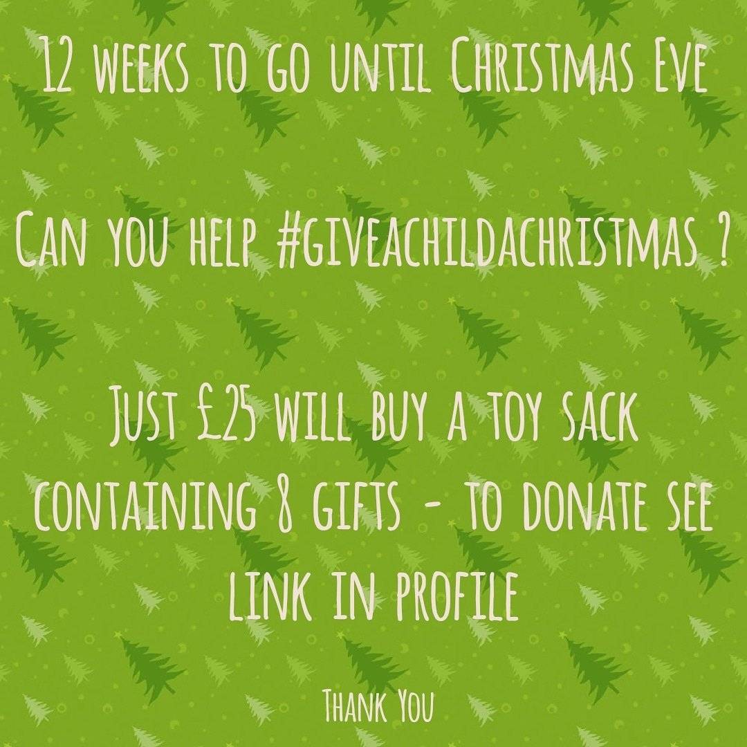 12 weeks today, it will be #ChristmasEve when every child hopes that Santa will pay them a visit.  Santa has tasked us with helping 5000 children this year.  We will be listing drop off points in the coming weeks for toys or you can make a donation (see link in bio) - thank you