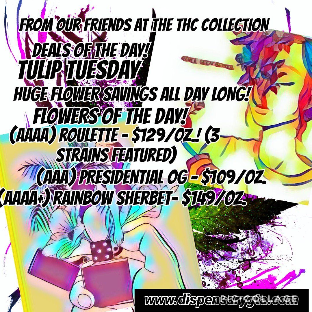 dispensarygta's tweet photo. THC COLLECTION DAILY DEALS! #DISPENSARYGTA #WEEDLIST #WEEDLOVING https://t.co/A2Uf9bpb7q
