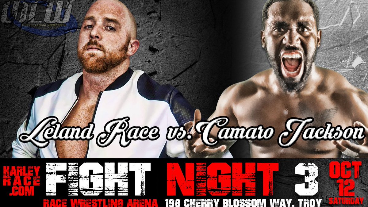 worldleaguewlw's tweet photo. #FightNight3 Match Update!

There's a new match signed for October 12, and it is a BIG! 1/2 of Alpha/Omega in 
@HEELCamaro will face off against @thelelandrace one-on-one!

Tickets can be bought online at https://t.co/VFb9L02mkF or in person at C.T. Harrison Business Solutions https://t.co/lgdBZ30sbE