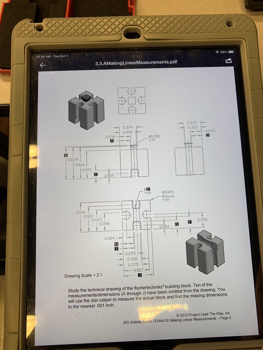 DrJoyceKim's tweet image. T. Schaap’s Project Lead the Way class learns how to use the dial caliper to measure up to a thousandth of an inch. 😱@Mr_Hettel @PLTWorg #phslearns #engineeringnotebook #multiview #legosnevergetold