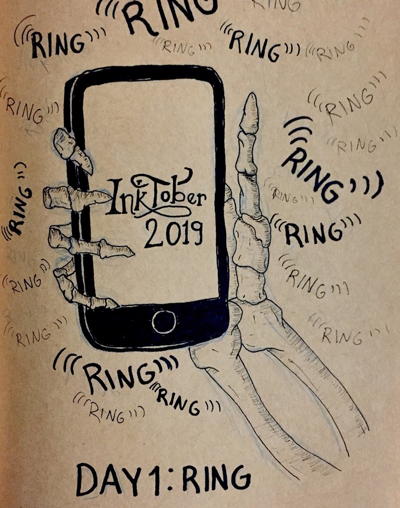 byron_velis's tweet photo. INKTOBER DAY 1: RING
#inktober #inktober2019 #ink #cellohone #call #skeleton #bones #ring #handdrawing #day1 #27pm #art https://t.co/A2FL1FC3Bz