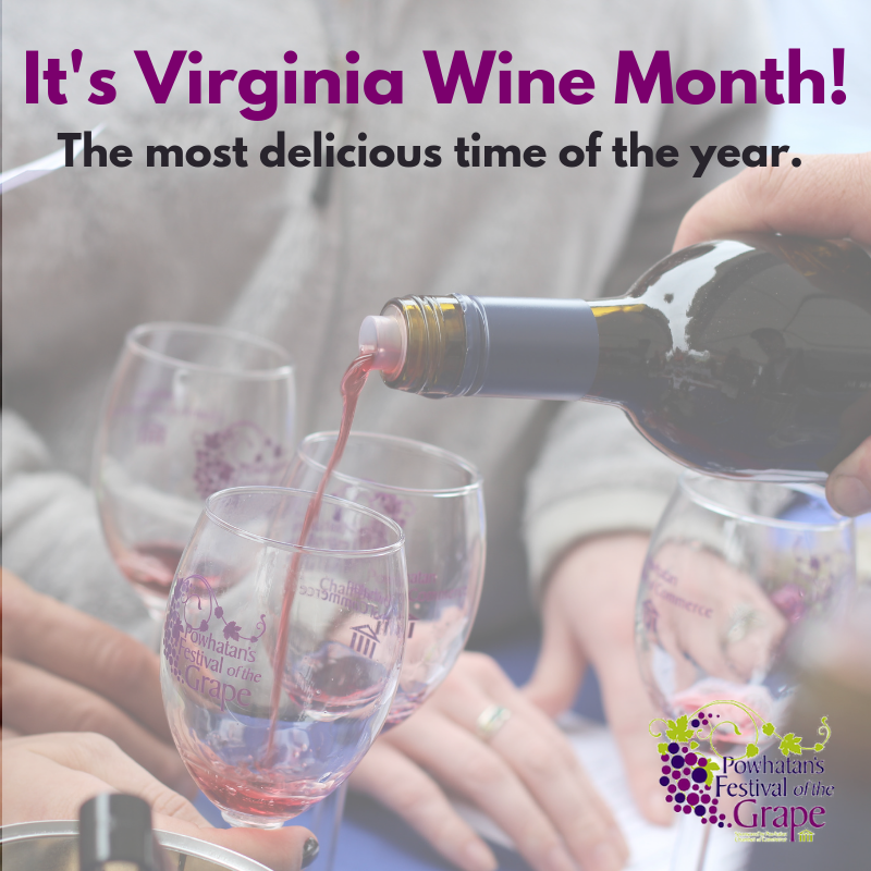 October is Virginia Wine Month! What better way to kick off the sipping season than attending this year's Festival of the Grape!? We've got tons of delicious spirits, dishes, and entertainment planned. Get you tickets now at powhatanwinefestival.com. #VAWineMonth #VAwine