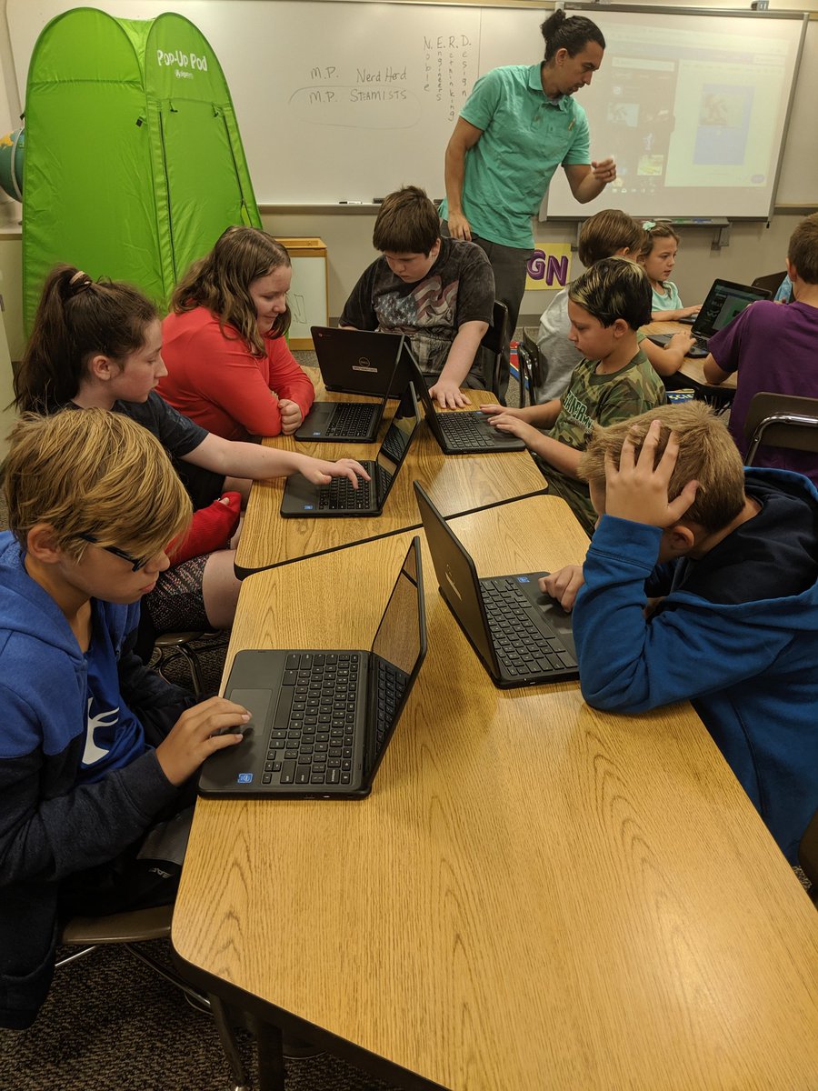 AdrienneBurns17's tweet photo. The first meeting of the Middle Paxton STEAM club successful! Meet the new "Middle Paxton STEAMists!" Once they decided on a name, they experimented with graphic design using @canva to create a new logo! #mpeagles #middlepaxtones #STEAM #blazeanewtrail #kti2019 #cdsdchat https://t.co/rXJBjakW6e