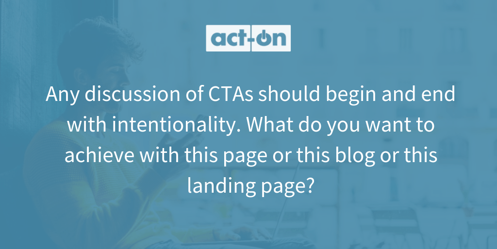 ActOnSoftware's tweet photo. We’d like to say there’s a one-size-fits-all answer to guide you across the board, but it’s just not that simple.

Learn more about call-to-action best practices and how many #CTAs to include on your webpages, emails, and content assets!

#ActOnSoftware

https://t.co/YouGFKpA5k https://t.co/lCJJNrnfve