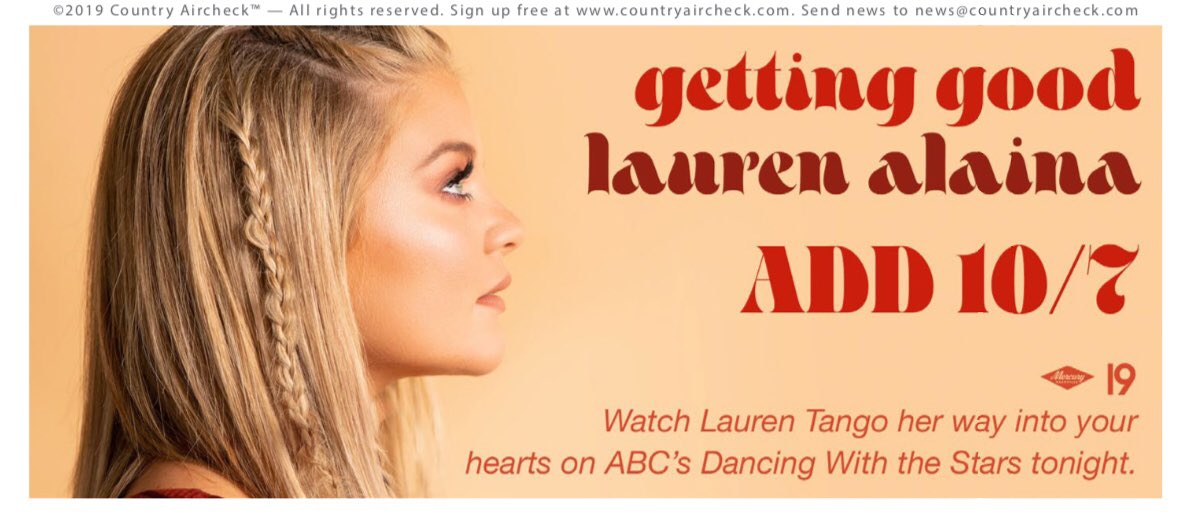 AlainaCharts's tweet image. #GettingGood ad on @CountryAircheck yesterday: