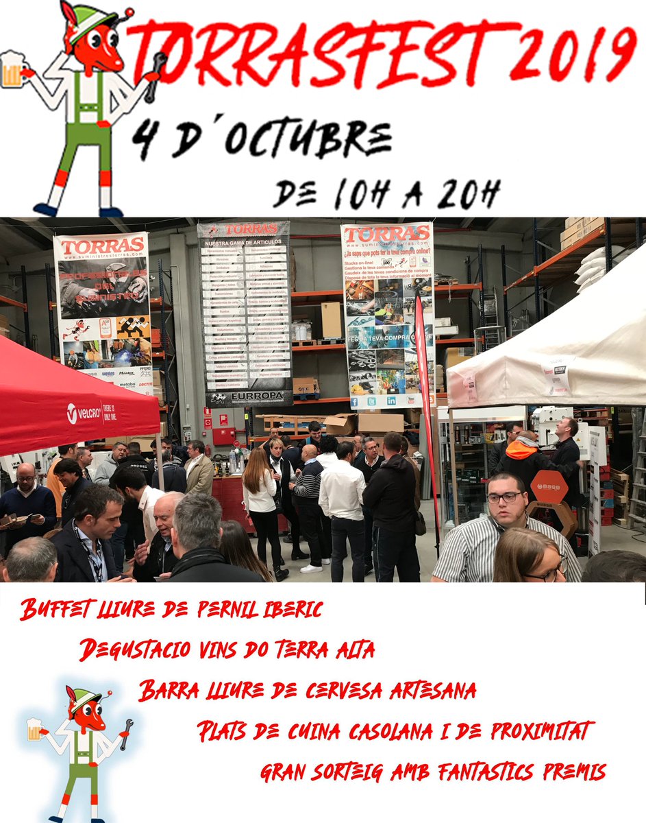 TORRAS_sum's tweet photo. 🎉🐜¡¡Este viernes celebramos la 4a #TORRASFEST!!
👩🔧👨🔧Demostraciones y exposiciones de productos.
🎁Sorteos de regalos.
😋Degustaciones y cátering.
💥Promociones especiales: Descúbrelas por tiempo limitado https://t.co/qjhFawM2B9 
🤝😁 Apúntate aquí: https://t.co/7DkunZ0tp3 https://t.co/tENcdcsRiX