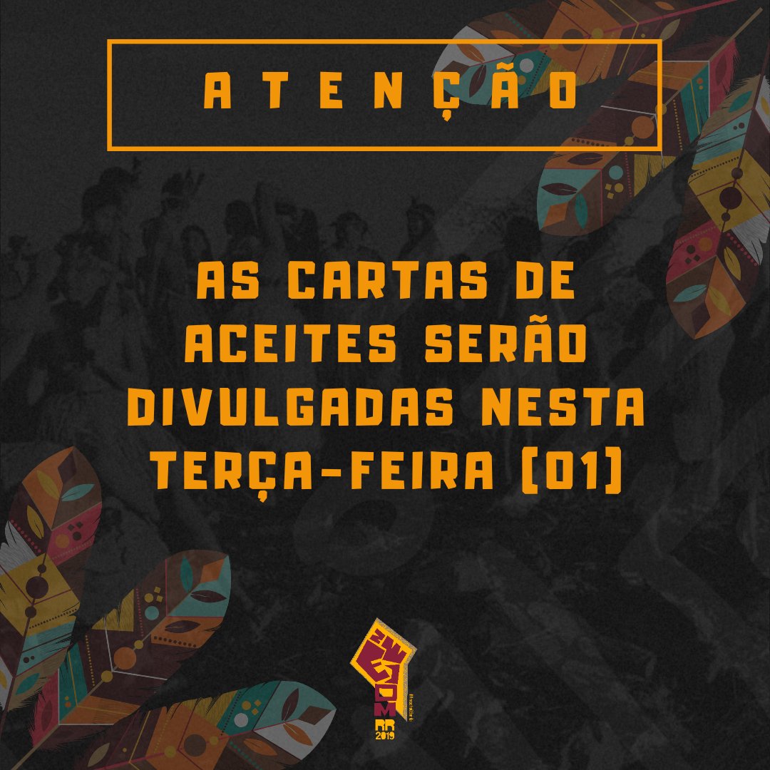 Enecom2's tweet photo. ⚠️Encontrista, fique atento⚠️

As cartas de aceites para Simpecos, Grupos de Discussão e oficinas serão divulgadas ainda hoje.
Atenção ao email, pois os aceites serão enviados ao correio eletrônico informado pelo participante.

#enecomrr2019 #enecos #enecomroraima2019 https://t.co/aGFULXmRpK
