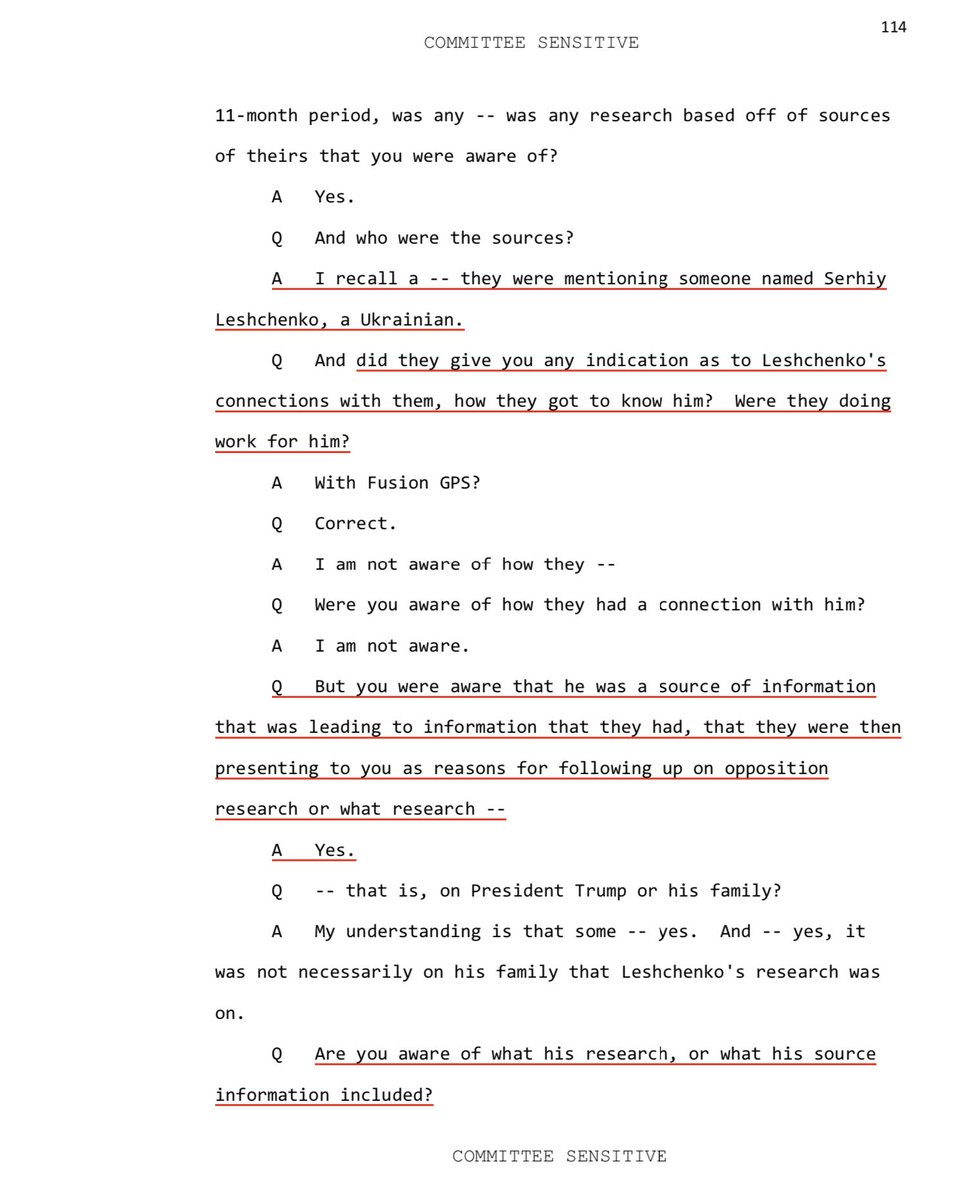 Moreover, Nellie Ohr stated during a congressional interview that Fusion GPS used Serhiy Leschenko, a Ukrainian politician that admitted Ukraine intervened in the 2016 election, as a source for derogatory material against then-candidate  @realDonaldTrump...  https://dougcollins.house.gov/sites/dougcollins.house.gov/files/10.19.18%20Nellie%20Ohr%20Interview.pdf