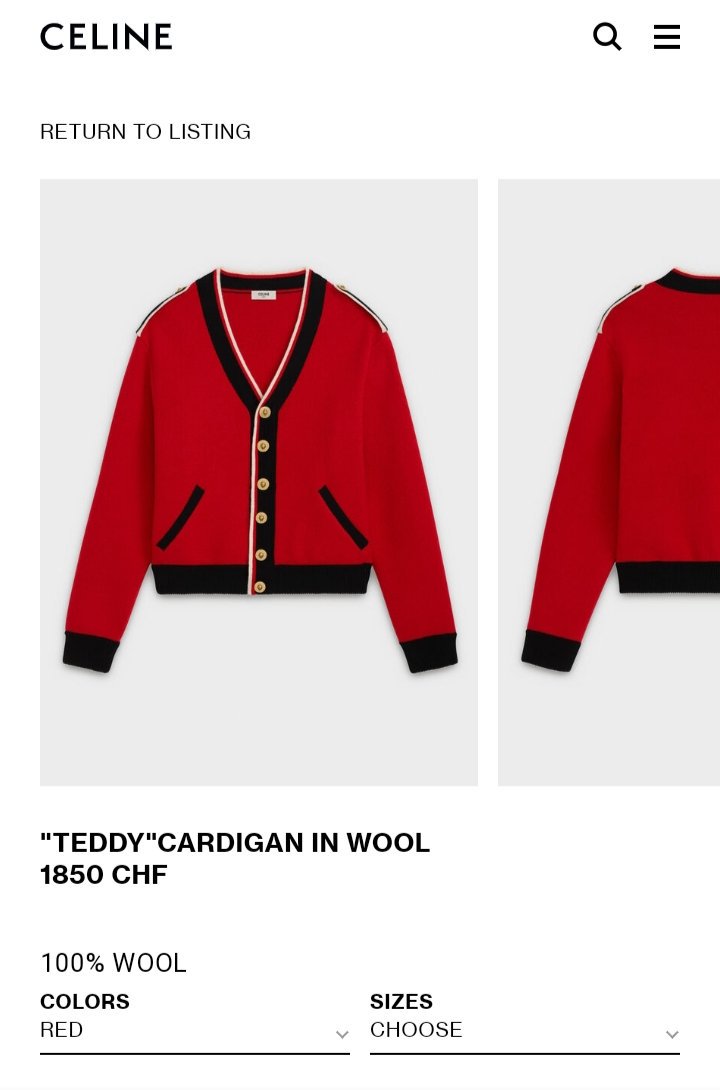 celine teddy cardigan