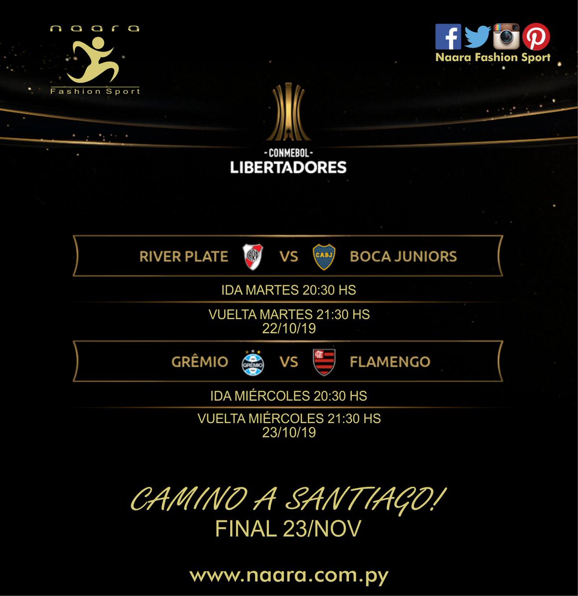 NaaraFS's tweet photo. #conmebollibertadores #copalibertadores
#SEMIFINAL #LIBERTADORES2019
#naarafs #naarafashionsport #CDE https://t.co/cQJDD0g1vM