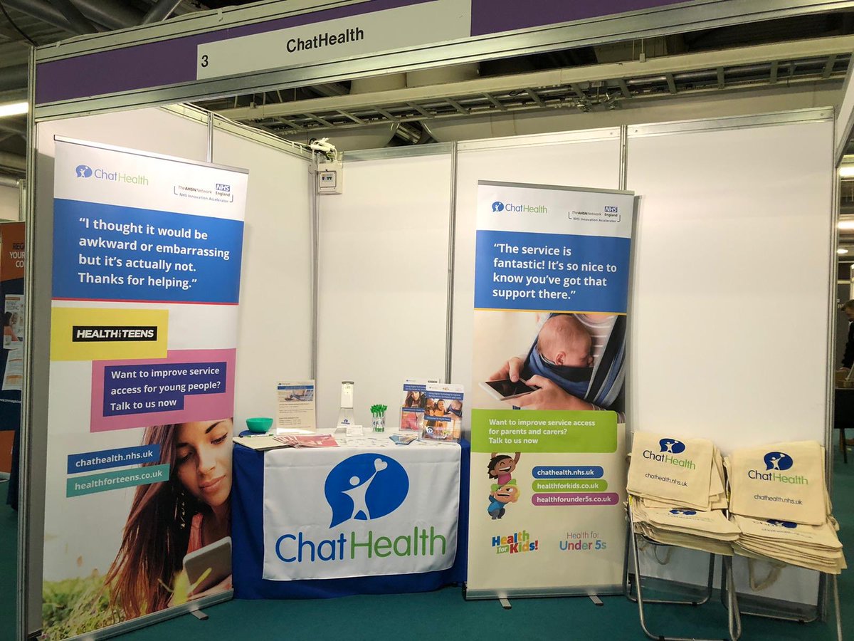 Ready to go at #CPHVA19 Speak to @juliejones45 and @carolinerpalmer to find out how to use #ChatHealthNHS #healthwebsites and #digitalforms to connect with service users @CommPrac