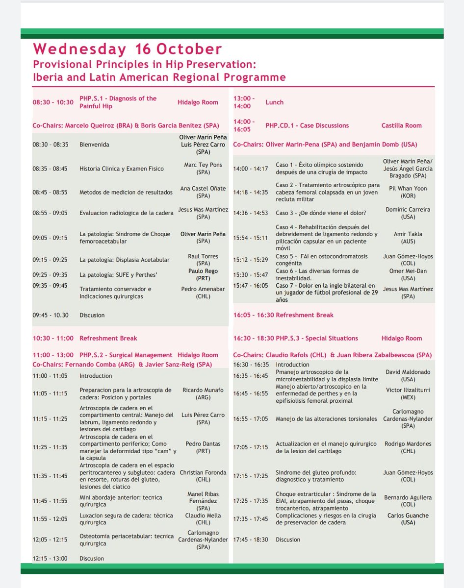 Comenzamos con 'principles in hip preservation' precurso de la @ishamadrid2019 IBERIA - Latam, curso en castellano organizado por @olivermarinpena con amigos @ManelRibas @jjmasm @AnaCastel4 @DrRaulTorres y muchos otros. Paralelamente mismo precurso Asia e Ingles + Fisio/rehab