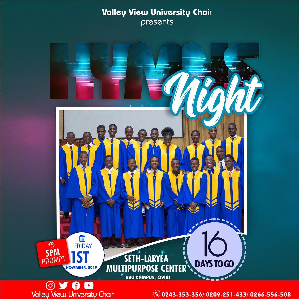 VVUChoir_Oyibi's tweet photo. He Is The Way Maker πΌπΆππ
#16daysmore
#HymnsNight.
#HeIsTheWayMaker
#1stNovember.
#VVUChoir.
Please you canβt afford to miss this program. https://t.co/sfH9nyWItv