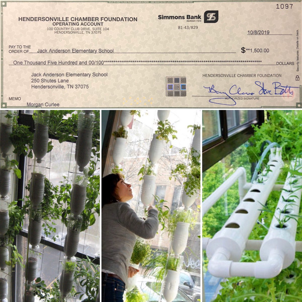 morgan_curlee's tweet photo. 🤩Wowzers!🤩 Thank you @HvilleChamber for choosing JAE and our 4th grade science classrooms for one of this year’s Chamber Foundation grants. We can’t wait to design our very own window farm and get GROWING very soon! #hydroponics #windowfarm @JAE_stem https://t.co/bcpGhvTPYR