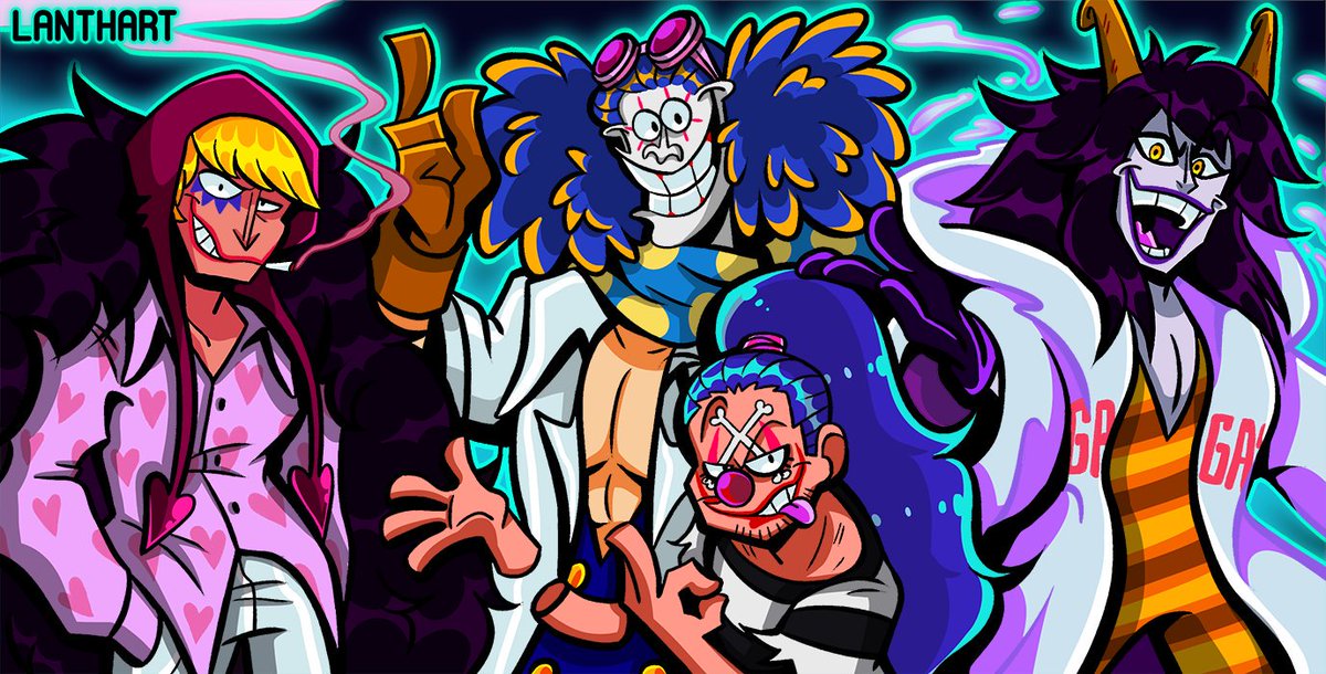 Lanthart I Was Going To Draw Just Dr Indigo And Then This Happened Fanart Onepiece Op Artwork Artistontwitter Donquixoterosinante Drindigo Buggytheclown Caesarclown T Co Zxe6p56xoi Twitter